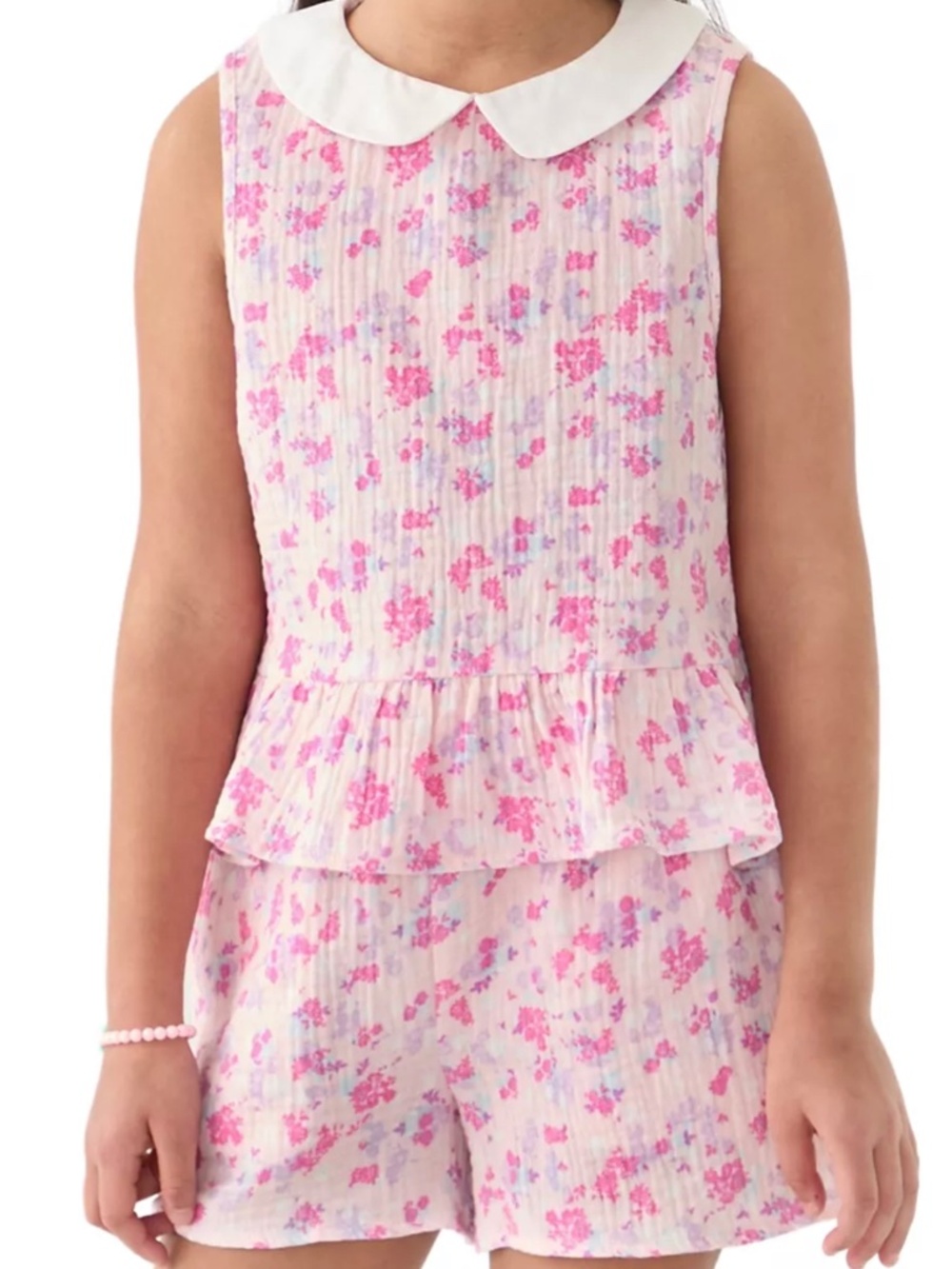 CeCe Girls XL Prink Floral Collared Top With Matching Shorts